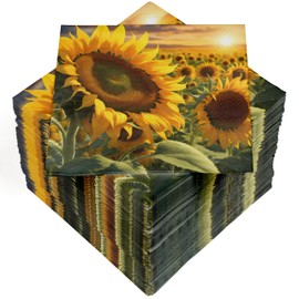 HEKU 100 napkins, 3-ply, 33 x 33 cm, sunflowers, absorbent and practical packaging, wide selection, ideal for special occasions