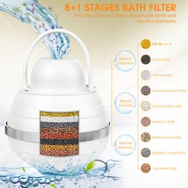 Upgraded Bath Water Filter for Tub 8+1 Stage Bathtub Filter for Tub Faucet Filter Gift For Baby BPA-Free Reduce Water Contaminants For Healthier Skin & Hair Softer Water 2500 Gallons of Filtration