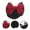 PACKOVE 3pcs Red Elastic Hair Bowknot Mesh Clip Stylish Headdress