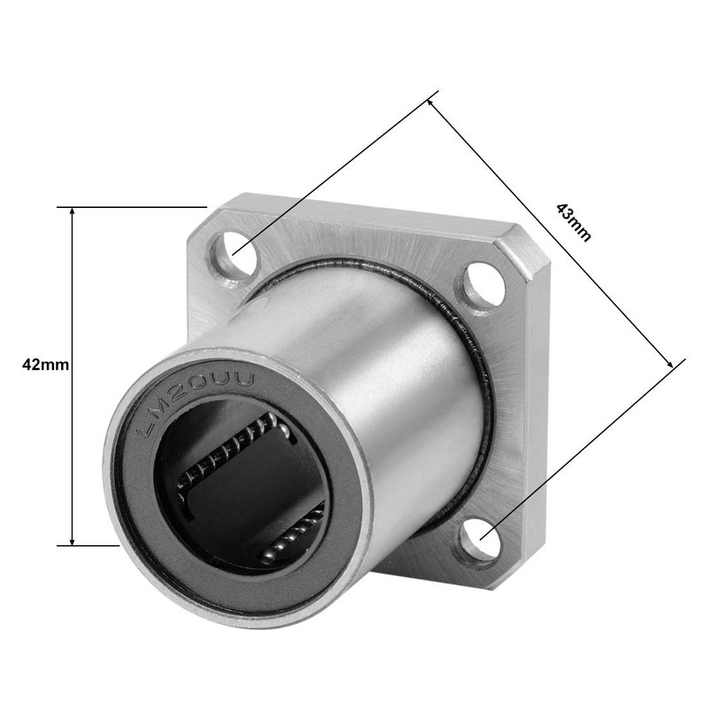 sourcing map Linear Ball Bearings LMK20UU with Square Flange, 20