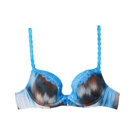 Wacoal Women's Chrystalle Underwire Push Up Bra, Blue Lagoon Print, 34B