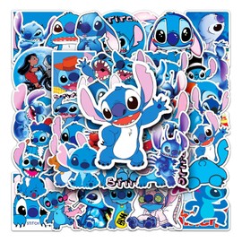50 pegatinas de puntadas, vinilo reutilizable de dibujos animados de Lilo y puntadas, calcomanías impermeables para botellas de agua, regalos para niñ