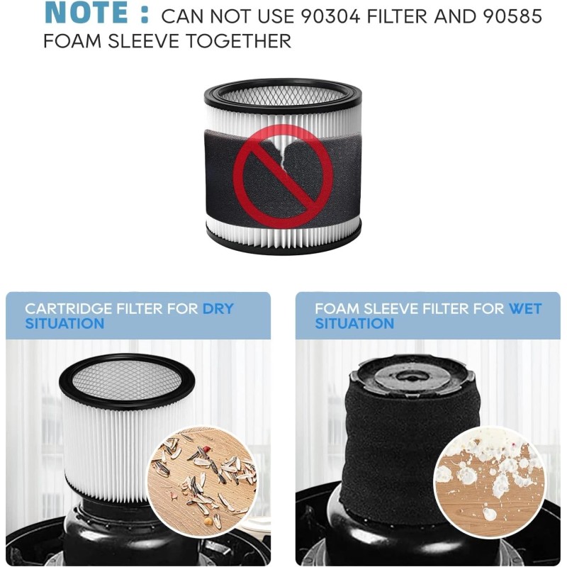 Aliddle Filter Replacement 90304, 90107 dry filter, 90585 Foam Sleeve