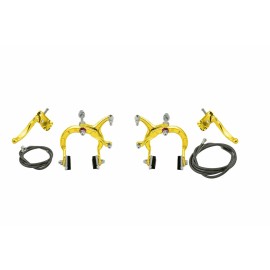 ALTALINE MX ALLOY FRONT OR REAR BRAKE SET GOLD BMX/MX BICYCLES. - Front