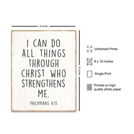 Bible Verse Inspirational Wall Art - I Can Do All Things Through Christ Wall Decor - Scripture spiritual positive Quotes Wall Decor - Christian Gifts for Women, Men - Religious Sayings for Wall Decor