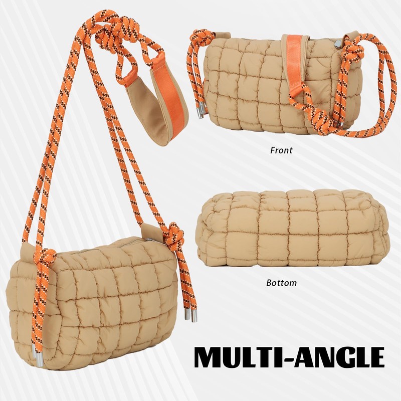 Fecialy Quilted Puffer Bag for Women Quilted Shoulder Bag Lightweight