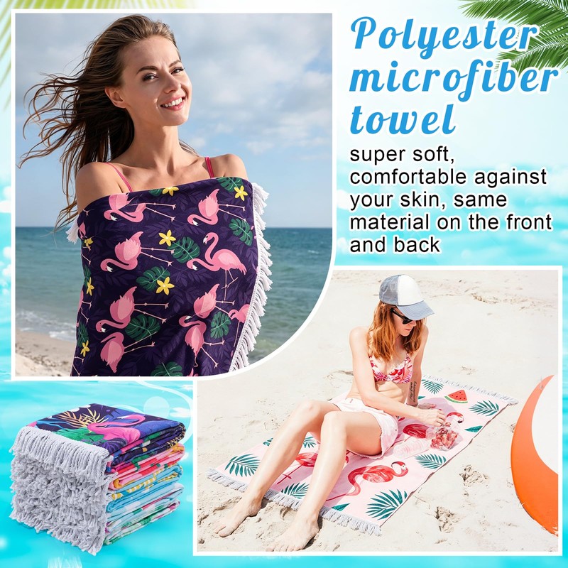 Peryiter 20 Pcs Large Flamingos Turkish Beach Towel 27.6"x55" Microfiber