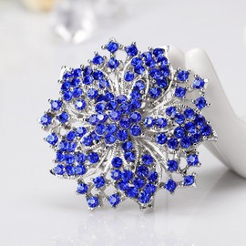 Axmerdal - Broche de ramo de diamantes de imitación para novia, para mujer (flor azul)