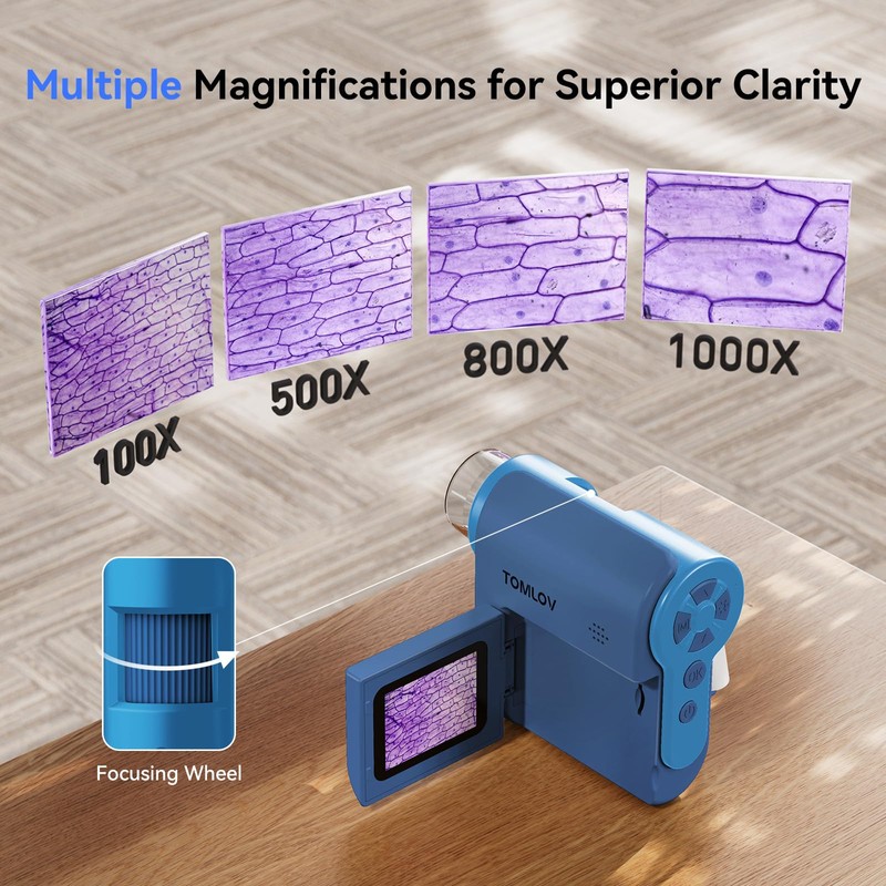 TOMLOV P20 Handheld Pocket Digital Microscope for Kids, 3-in-1 Miniscope,