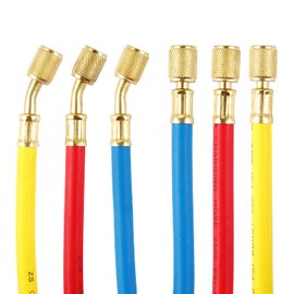 Oralys 3 Pieces AC Manifold Gauge Hose Kit for R410a R22 R134a R404a, 1/4" Thread Automotive Air Condition Refrigerant R410a A/C Charging Hose with 5ft Hoses