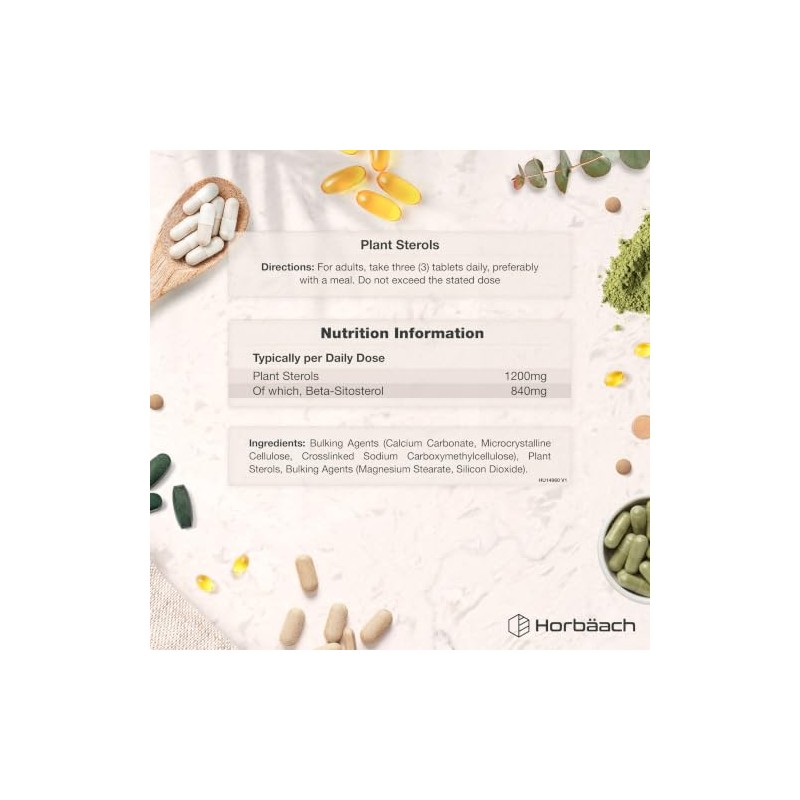 Plant Sterols 1200mg - 120 Tablets - with Beta-Sitosterol