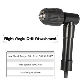 Drill Attachment, Eacam 0.8-10mm Right Angle Bend Extension 90 Degree Professional Cordless Drill Attachment Adapter