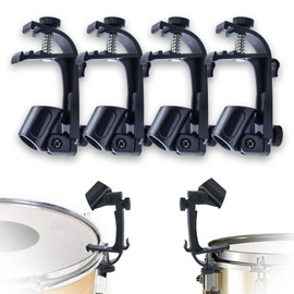 4 Pcs Drum Microphone Clip, Adjustable Drum Mic Clip with 180 Degrees Rotation Mic Holder, Shockproof Clips on Drum Mount for Professional Drum Recording