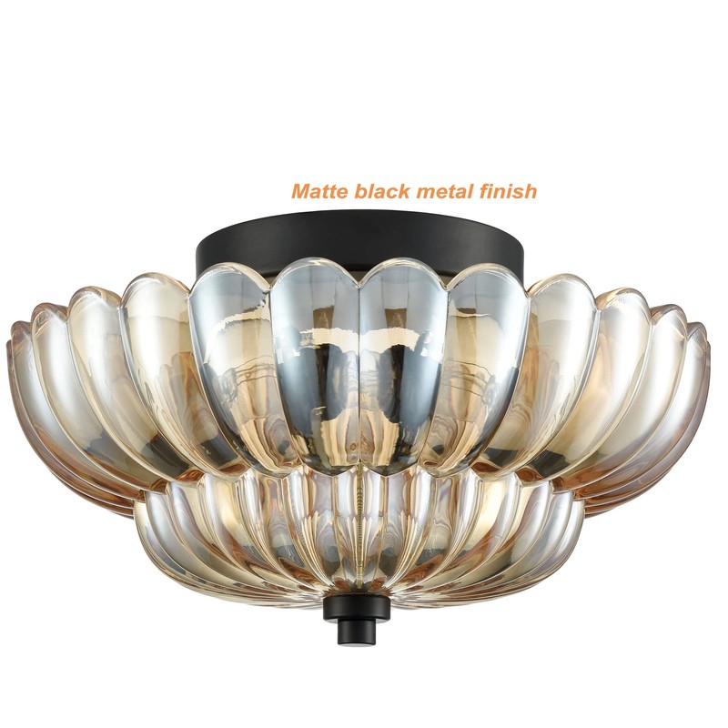 HYDELITE Modern Black Flush Mount Ceiling Light 3-Light Close to