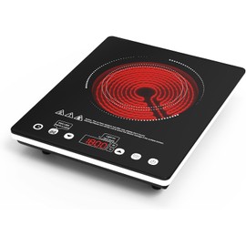 Single Burner Electric Cooktop, 1800W Electric Stove Top Portable, Infrared Hot Plate 110v Plug in Countertop, Child Safety Lock, Timer, 9 Power Level, Compatible for All Cookware, Induction Cookotp
