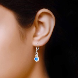 Lecalla 925 Sterling Sliver Jewelry Leverback Infinity Birthstone Earrings for Women (6 MM Turquoise)