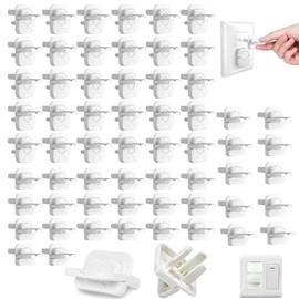 VASA NAMA 60 Piezas Protectores para Contacto, Protectores de Enchufe, Cubiertas de salida de plástico con tirador oculto, Tapas de enchufe de plástico, 30 Piezas 3 orificios y 30 Piezas 2 orificios