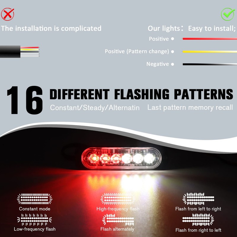 DIBMS LED Emergency Strobe Lights, 8x Red White 6 LED