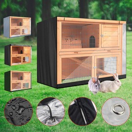 Oriental riverkit Rabbit Hutch Cover Double Decker Rabbit Hutch, Dustproof, Pet Hutch Covers, Rabbit House Accessories, Moisture Resistant, Waterproof, 210D Oxford, 122 * 50 * 105cm (gray)