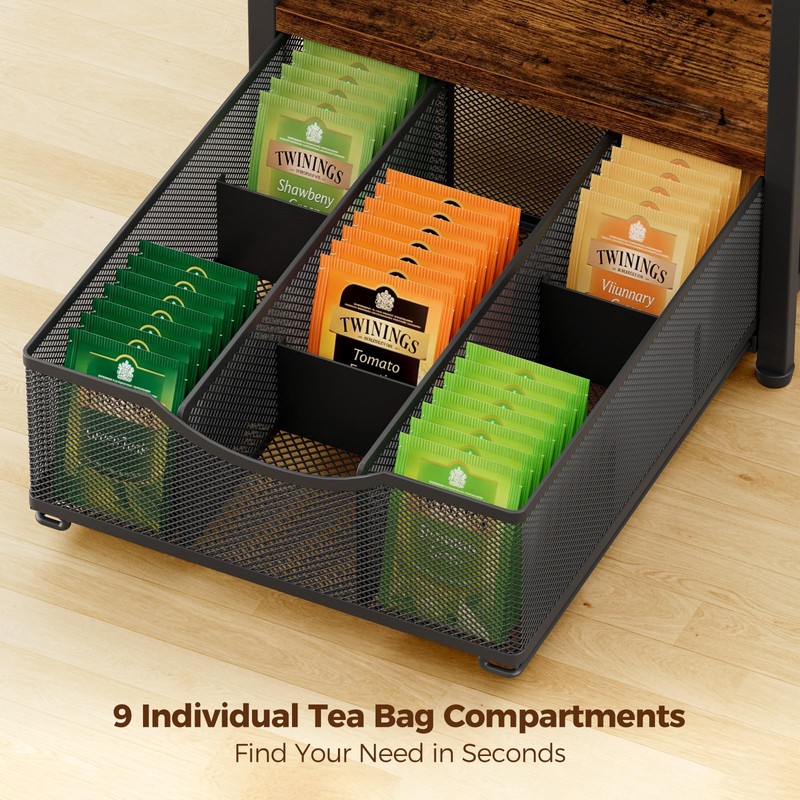 Plaviya 3-Tier Tea Bag Organizer with Drawer for Countertop