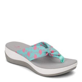 Clarks Arla Glison Chanclas para Mujer, Aqua Textile con flamencos Rosados, 26