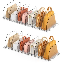 Ronlap Purse Storage Organizer for Closet, Clear Closet Bag Storage Dividers Rack Shelf Purse Dividers for Closet Organization Handbag Separators Closet Purse Organizers and Storage, 4 Pack, Clear