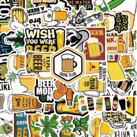 Unbranded 10 Beer Stickers Drinking Cartoon Pint Glass Save Water Drink Vinyl Decal