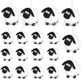 AUTMORAN 18Pcs Cute Sheep Ornaments Hanging Decor,Holiday Tree Decorative Lamb Hanging Ornament Sheep Plush (1.57'' x 1.57'' x 12Pcs,2.36'' x 2.36'' x 6Pcs)