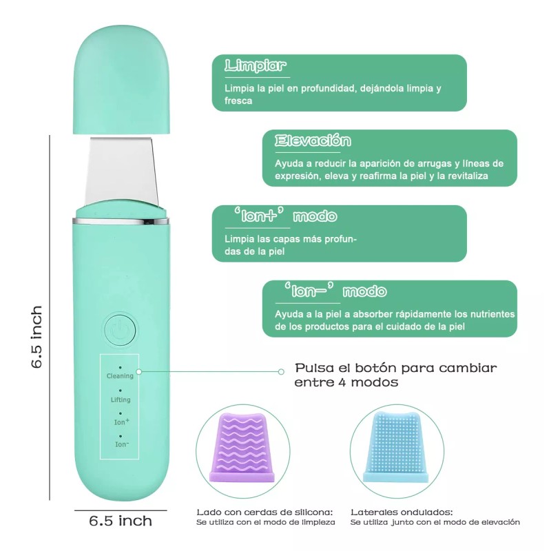 Monstyle Limpiador Facial Skin Scrubber Peeling Ultrasónico Portátil