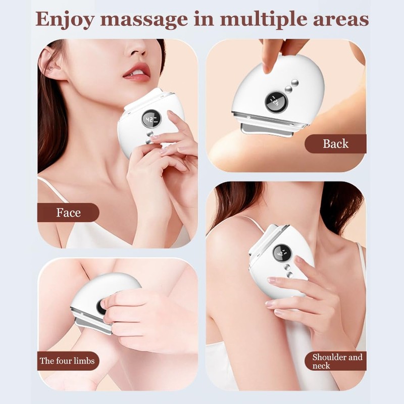 Horuili® Gesichtsmassagegerät, Gesichtsschaber, Gua Sha Elektrisch mit Vibration & Wärme,