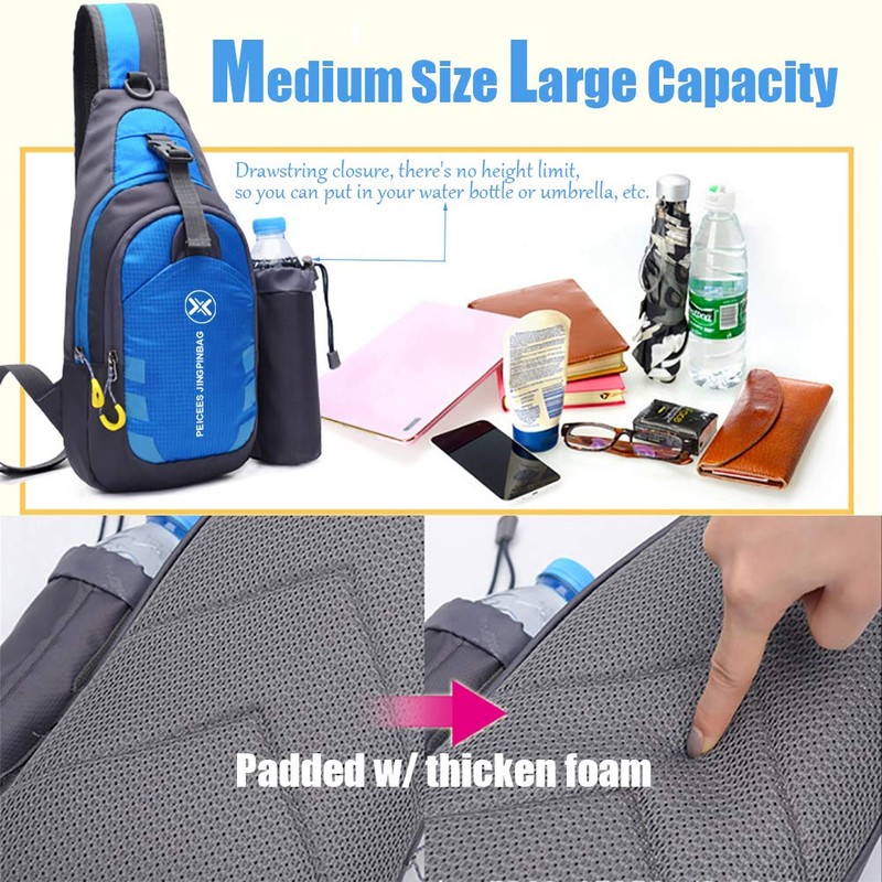 Peicees Unisex Chest Crossbody Sling Backpack Bag Travel Bike Gym