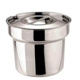 Bain Marie Round Pot & Lid Stainless Steel Soup Gravy Mushy Peas Pot 4ltr / 7pt