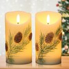 DRomance Pinecone Flameless Flickering Candles Battery Operated with 6H Timer