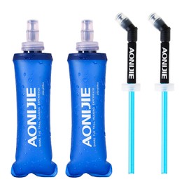 JEELAD Soft Folding Water Bottles BPA-Free Leak-Proof Hydration Water Bladder TPU Soft Running Water Collapsible Bottles Ideal for Running Hiking Cycling Outdoor (#09 250ml-TPU Water Bottle)