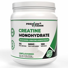 Premium Vitamin Premium Vitamin Creatine Monohydrate Powder 500g, Creatine Monohydrate Powder Microparticles 500g Pure, 1 Piece / Premium Vitamin 프리미엄 비타민 크레아틴 모노하이드레이트 파우더 500g, 크레아틴 모노하이드레이트 파우더 미립자 500g 순수, 1개
