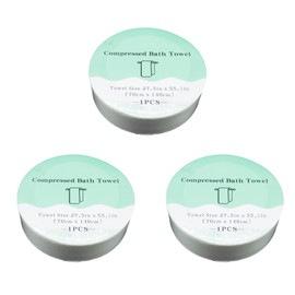 Aomiryo Compressed Towel, Bath Towel, 27.6 x 55.1 inches (70 x 140 cm), Set of 3, No Water, Gentle on the Skin, Thick, Plenty of Water Absorption, Repeated Use, Compact, Convenient to Carry, Travel,