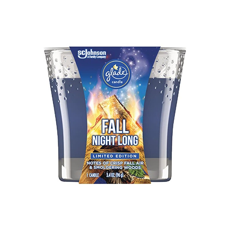 Glade Candle Jar, Air Freshener, Fall Night Long, 3.4 oz
