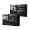 JIMEIDA 2 Pack Black Double Switched Power Socket 13 Amp