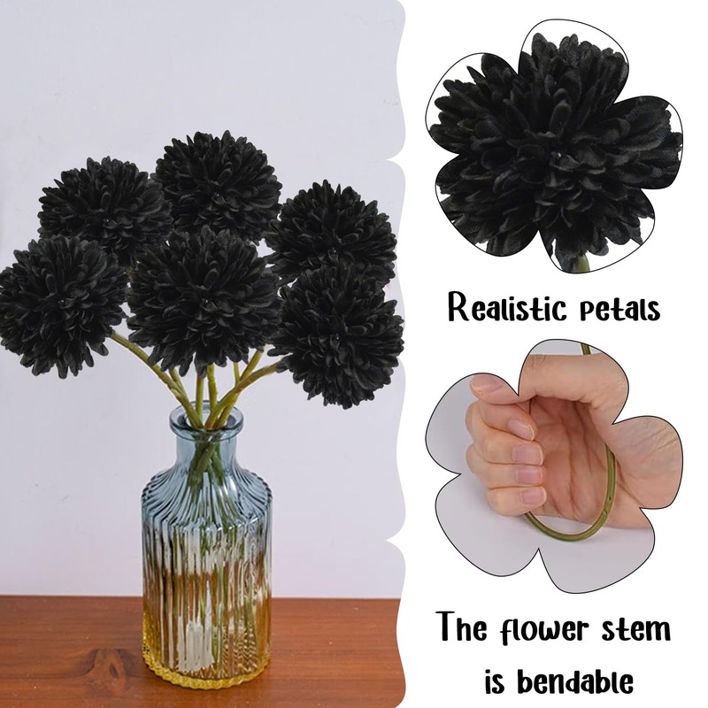 XoeLLe 12 Pcs Chrysanthemum Artificial Flowers Fake Flowers Long Stem