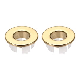 uxcell Sink Basin Trim Overflow Cover Copper Insert in Hole Round Caps Gold Tone 2Pcs