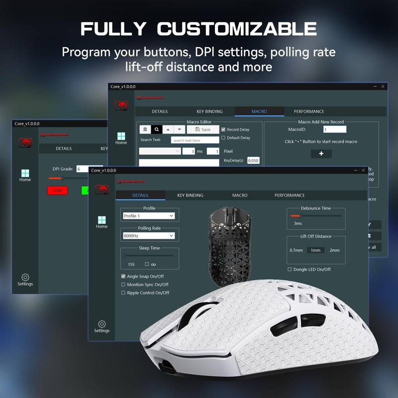 MAMBASNAKE M5 Ultra Wireless Gaming Mouse,39g Carbon Fiber,42K DPI PAW3950