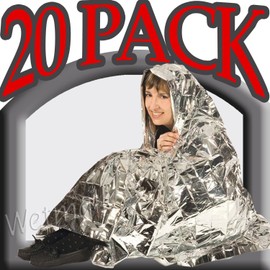 Ever Ready First Aid Mylar Rescue Blanket, Large Silver Thermal Sheet for Emergency and Survival, 54” x 84” – 20 Count