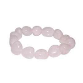 Myhealingworld Natural Rose Quartz Gemstone Tumble Bracelet Healing Stretchable Wristband May Birthstone for Heart & Love