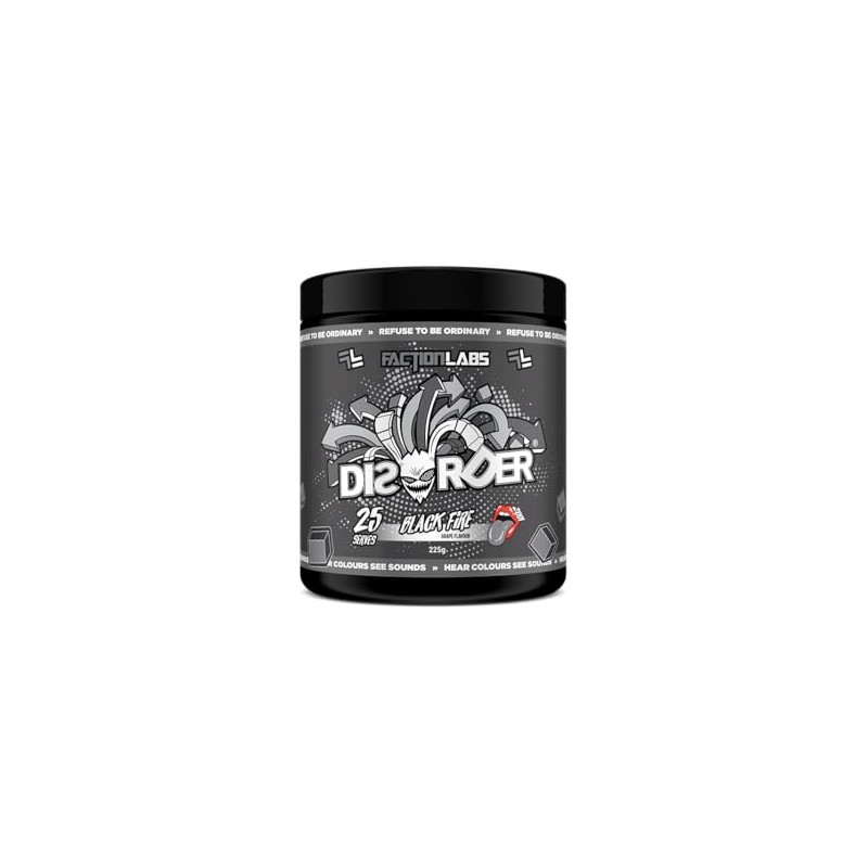 Faction Labs Disorder Original Pre Workout Powder, Black Fire, Sugar