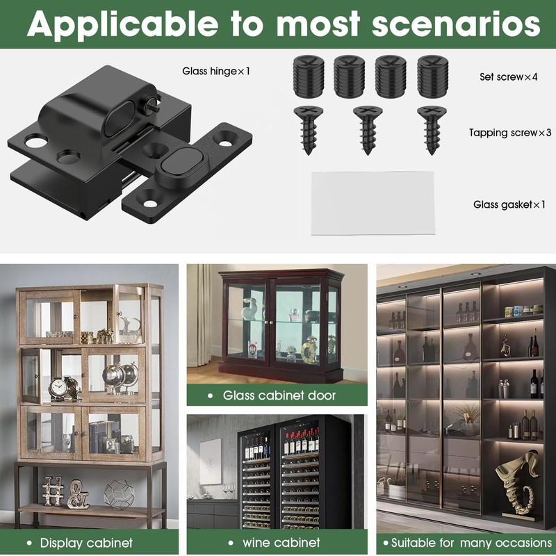 Glass Cabinet Door Hinges, 304 Stainless Steel, Hydraulic Soft Close,