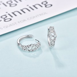 TANGPOET Hoop Earrings 925 Sterling Silver Celtic Knot Small Sleeper Earrings White Gold/Rose Gold Earrings Women Jewellery Gifts for Women Girls, Sterling Silver