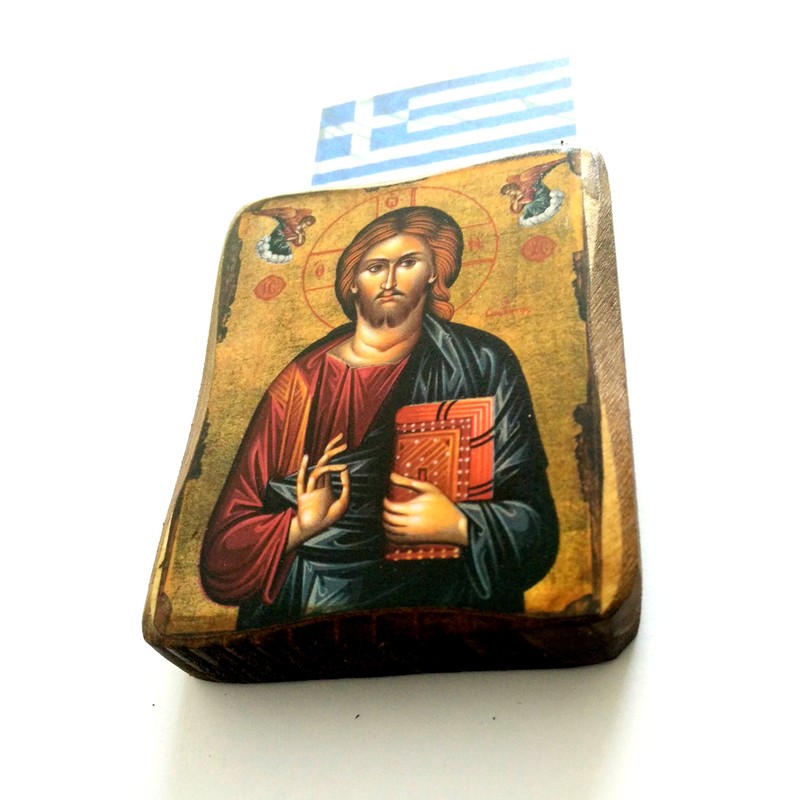 Wooden Greek Christian Orthodox Wood Icon of Jesus Christ /