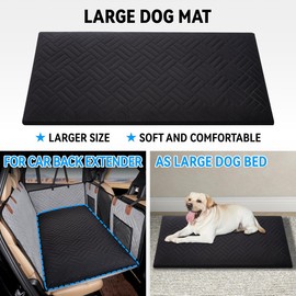 Veitail Dog Mat for Back Seat Extender for Dogs,Dog Bed for Car,Pet Cover for Hammock for Car,Hard Bottom Car Seat Cover for Dogs (Black, for car)