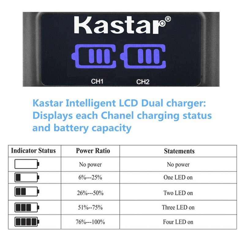Kastar 4-Pack LP-E6 Battery and LED2 USB Charger Compatible with