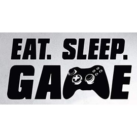 Eat Sleep Game Wall Decal Video Gamer Boy Wall Sticker Vinyl Video Game Décor Wall Stickers Art Design Stickers Wall Home Playroom Bedroom Gameroom Boys Room #1510 (Version 1, Matte Black)